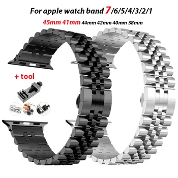 Z nerezové Oceli Popruh Pro Apple Watch Band 7 6 RO 5 4 3 40 mm 44 mm 41 mm 45 mm Kovový Náramek 42mm Sport Correa pro iWatch 7 6 5 4