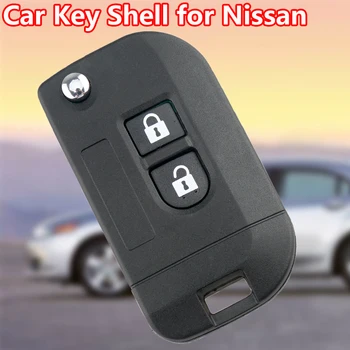 Flip Vzdálené Klíče od Auta Shell pro Nissan Micra Qashqai Navara Almera Poznámka 2 Tlačítka, Skládací Klíč Pouzdro