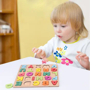 Dřevěné Puzzle Montessori Děti Hračky Dopisy Třídění Deskových Her Číslo Tvar Odpovídající Puzzle Vzdělávací Hračky Pro Chlapce, Dívky