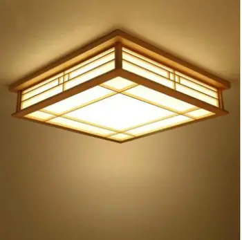 Japonský a korejský styl vstupní haly balkon, ložnici, obývací pokoj lampПотолочный светильнLED dřevěné čtvercové tatami stropní svítidlo