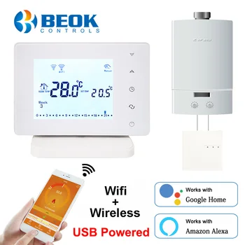 Beok BOT306RF-WIFI Bezdrátové Wi-fi Termostat pro Plynový Kotel Inteligentní Termostat Regulátor Teploty Podpora Google Alexa Domů
