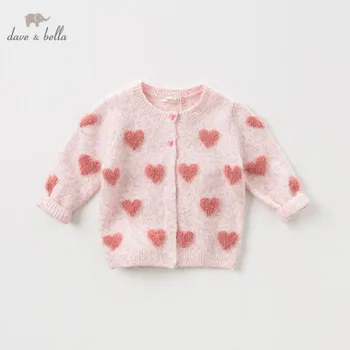 DBZ11886 dave bella podzim kojenecké baby girls módní láska svetr děti batole kabát děti roztomilé pletené svetr