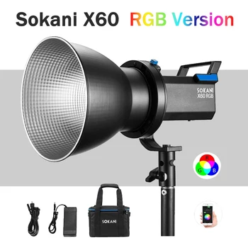 Sokani X60 RGB Verze Venkovní Fotografování Osvětlení max 80W LED Video Světlo APLIKACE Upravit Jas s Taškou Bowens Montáž