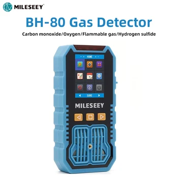 Mileseey BH-80 Multi-Fuction Detektor Plynu, H2S/CO/O2/ EX Plyn , Vibrace, Blikající Displej, Bzučák Alarm Pro Bezpečnost