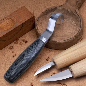 Dřevo Lžíce Porcovací Nůž Dláto Dřevoryt Háček Nůž s Bambusovou Rukojetí DIY Řezbářské Nástroje