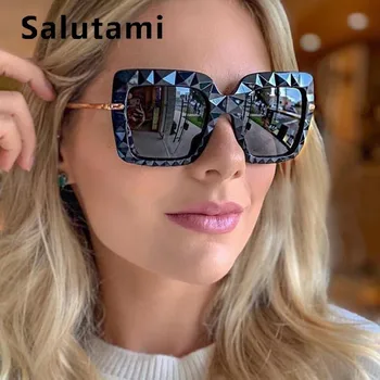 Unikátní Černý Čtverec 3D Brýle, Ženy, Luxusní Značky Vintage Nadrozměrné Velké Sluneční Brýle Muži Uv400 Brýle Slitiny Odstíny 2020 Nové
