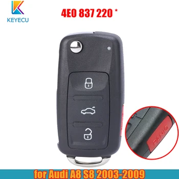 Keyecu 4E0 837 220 B D E L M N J Flip Vzdálené klíčenka se ZEPTAT, 315/433Mhz 46 Čip pro Audi A8 S8 2003 2004 2005 2006 2007 2008 2009