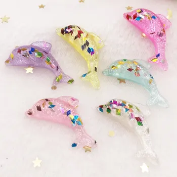 Třpytky Rainbow Mix Delfín Plochou Zadní Kabošon Drahokamu Miniaturní Figurka Ornament Řemeslo DIY Zápisníku Zdobení F710