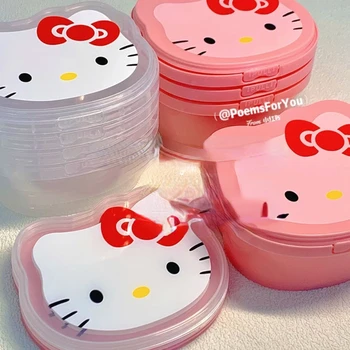 2ks kawaii Hello Kitty krabice Japonské Ins Dívka Transparentní Růžová HelloKitty Úložný Box Karikatura Multifunkční Plastové roztomilý Box