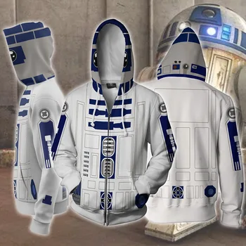 R2-D2 Robot Robot Mikiny Mikiny R2-D2 Cosplay Kostým Darth Vader Storm Trooper Zip Bunda Muži Ženy Horní