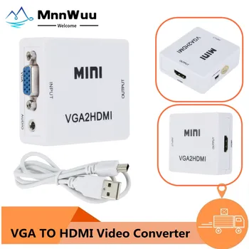 Přenosný Mini VGA na HDMI-kompatibilní Converter VGA2HDMI Video Box Audio Adaptér 1080P Pro Notebook PC HDTV Projektor TV