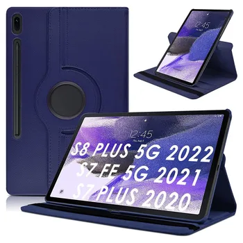Tablet Kožené Pouzdro pro Samsung Galaxy Tab S8 S7 Plus Ultra FE 360 Stupeň Rotující Flip Stand Kryt pro Samsung Tab S7 FE S7FE