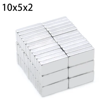 10/50/100/200 Ks 10x5x2 Blok NdFeB Neodym Magnet N35 Super Silné imanes Permanentní Magnetické