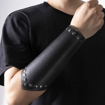 Středověké PU Kůže Cross Řetězce Punk Brnění Chránič Armband Arm Manžetové Knoflíky 2022 Kostým Příslušenství Kožené Pouzdro Pro Muže