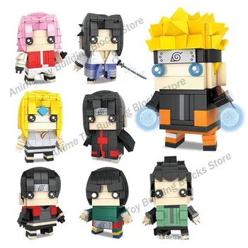 Naruto stavební bloky, Cihly shromáždění Sasuke Itachi Haruno Sakura, Rock Lee anime postavy mini akční figurky hračky pro děti dárky