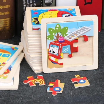 9 Kusů Dřevěných Puzzle, Dítě, Hračka Dřevěné 3D Puzzle pro Děti Raného Vzdělávání Hračky, Kreslené Zvíře Provoz Tangram Puzzle