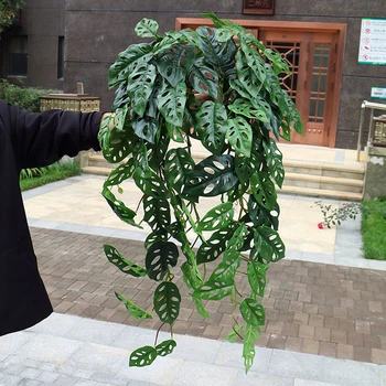 90cm Umělé Visí Rostliny Révy Falešné Zdi Vinice Krytý Dlouho Monstera Listy Visí Ratanový Zelené Ivy Za Pokoj Garden Decor