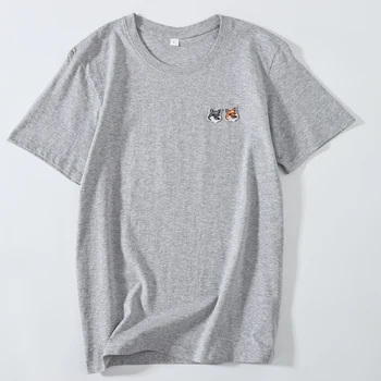 2022 dvouhlavý Fox T-Shirt Ženy a Muže Léto Milovníky čisté bavlny Tees O Krk Bavlna Krátký Rukáv Topy