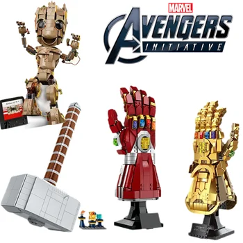 Marvel Thor Kladivo Avenger Iron Man Hrdinové Thanos Infinity Gauntlet Glove já jsem Groot Fit 76223 76209 76191 Stavební Blok, Cihla