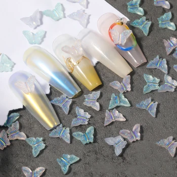 Japonský Nový Styl 10ks Polární Motýl Ametyst Krystal Led Transparentní Barevné Pryskyřice Butterfly FlashDIY Nail Art Dekorace Hot