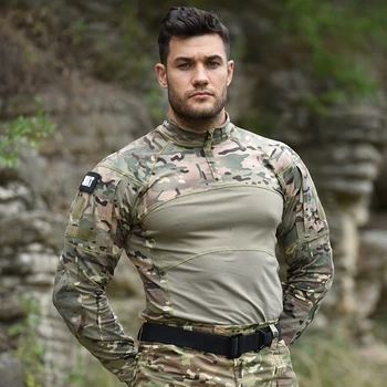 T-Košile Muži Venkovní Kamufláž Dlouhé Tričko Taktické Tričko Vojenský Cyklistický Trénink Muži Oblečení Army Combat Shirt Airsoft