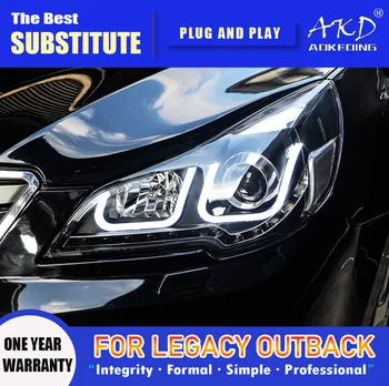 AKD Hlavy Lampa pro Subaru Legacy LED Světlomet 2010-2015 Světlomety Outback DRL směrová dálková světla Angel Eye Projektor