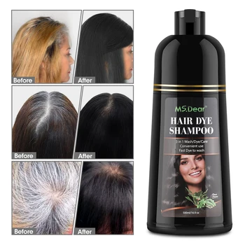 500ML Barvení Vlasů Šampon Přírodní Bylinný Rychlé Barvení Černou Kávu Hluboké Hydratační DIY Mytí Umírání Pečující Barva na Vlasy Šampon