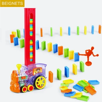 Děti Domino Vlak Auto Set Hraček Automatické Pokládání Cihel Domino Bloky Hra, Vzdělávací DIY Hračka Pro Děti