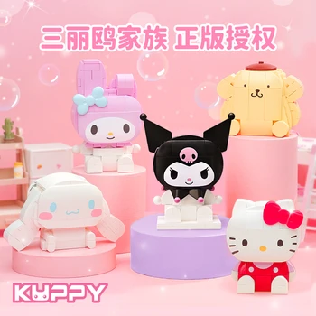 Hello Kitty Budovy Melodie Cinnamoroll Pom Pom Purin blok Blok Dívka Kočka Jade Malé dětské Vzdělávací Hračky, Dárky Sanrio