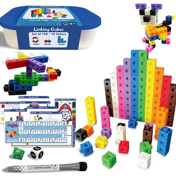 2022 Duha Montessori Matematika Link Stavební Bloky Vzdělávací Hračky V Krabici Grafická Karta Matematické Počítání Naskládané Kostky Hračka