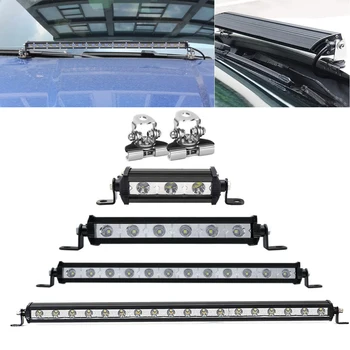 Slim 4-20Inch Offroad LED Pracovní Světlo Bar Spot Auto SUV Kapoty Motoru Pilíř Jízdy Lampa Montážní Držák Držák Svorky