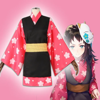 Anime Comic Demon Slayer Kimetsu č. Yaiba Cosplay Kostýmy Makomo Cosplay Kostým, Uniformy, Kimono Samurai oblečení, Oblek, Šaty