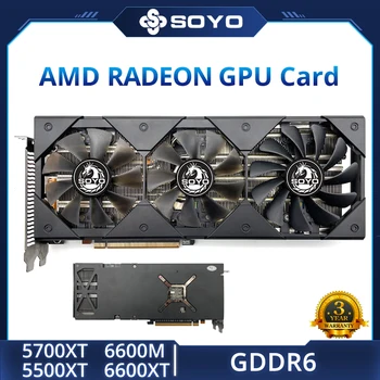 SOYO AMD Radeon RX 5700XT 5500XT 6600XT 6600M GDDR6 Video Paměť 8G Grafická Karta PCIE3.0x16 Herní Karta pro Stolní Počítače
