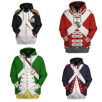 Nový Napoleon Mikina 3D Tištěné Zip Jacket Mikina Halloween Cosplay Kostým Muži Bundu Ležérní svetr Top