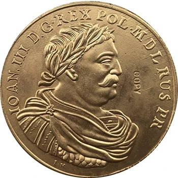 24-k Gpld-Á 1674-1696 Polsko mince KOPIE DOPRAVA ZDARMA 34.5 mm