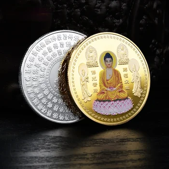 Buddhovo Soucit Vám Žehnej Náboženské Přesvědčení Zasvětit Chrám Příznivý Štěstí Specie Buddhismu Šákjamuni Buddha Zlaté Mince
