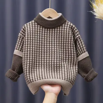 2021 Podzim zima Baby dětské Oblečení Chlapci Pletené svetr batole Svetr Děti Jarní zahustit Nosit 2 3 4 6 8 let