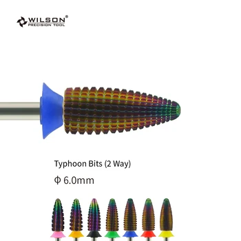 6.0 mm Typhoon Bitů(2 Cesty) -Duha-WILSON Karbidu Nail Drill Bit