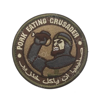 3D Vepřové Jíst Výšivky Patch Crusader US Army Vojenské Taktické Patch Aplikovaný Znak Vyšívaný Odznaky Na Oblečení