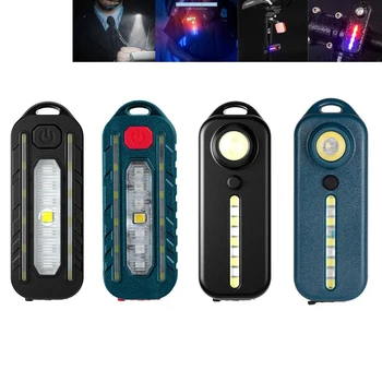 LED Červená Modrá Rameno Policie Světlo s Clip Type-C USB Nabíjecí Kolo přední Světlo na Helmu Svítilna Svítilna Klíčenka Světlo