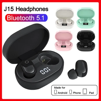J15 TWS Bluetooth Sluchátka Bezdrátová Sluchátka V Uchu Stereo Šumu Sportovní Sluchátka S Mikrofonem Fone Sluchátka hi-fi
