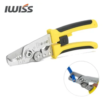 IWISS IWS-085 Jednou rukou Drát Odizolování a Řezání Multi-Nástroj Proužky AWG18-3 Dráty přináší přesné bunda pro odstranění 1-6mm2
