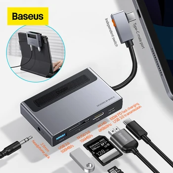 Baseus USB C UZEL Typu C-Multi USB 3.0 ROZBOČOVAČ HDMI-kompatibilní Adaptér Docku pro Tablety 6 v 1 Typ C HUB Dock MacBook Pro Huawei