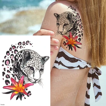 černý panter tetování dočasné tetování na tělo tattoo girls leopard print dočasné tetování zvířata ženy sexy tetování vody