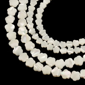 Bílá Květina Tvar Přírodní Matka z Top Shell Korálky, Korálky Pro Výrobu Šperků Volné Korálky DIY Velikost 6/8mm