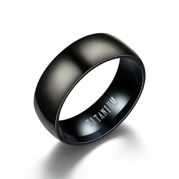 8 Mm Šířka, Černý Kroužek Muži A Ženy Módní Titanové Oceli Prsten Unisex Vintage Prst Prsten