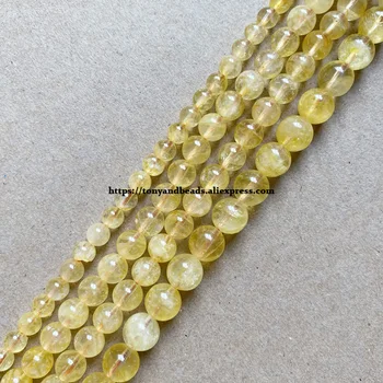 Přírodní Barva Kamene Kvality AA, Žlutý Citrín Krystal Kolo Volné Korálky 15