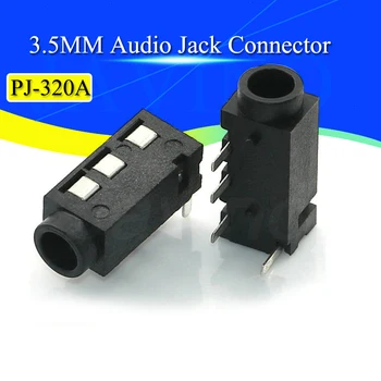 10Pcs 3,5 MM Audio Jack Konektor, Přes Otvory PCB Horizontální 4 Kontakt, 4 Vodiče pravého Úhlu, Žádné Vnitřní Přepínač 4 Pól 10ks