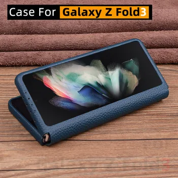 Luxusní All Inclusive Siamská Ochranu Originální Kožené Pouzdro pro Samsung Galaxy Z Fold 3 Pouzdro pro Galaxy Z Fold3 5G Případě