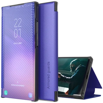 Luxusní Matný uhlíkových vláken flip inteligentní zrcadlo telefonu pouzdro Pro Huawei P30 Lite Pro Y9 2019 Nova 5T 3i 7 Y9S Y8S Na Počest 20 Pro 30
